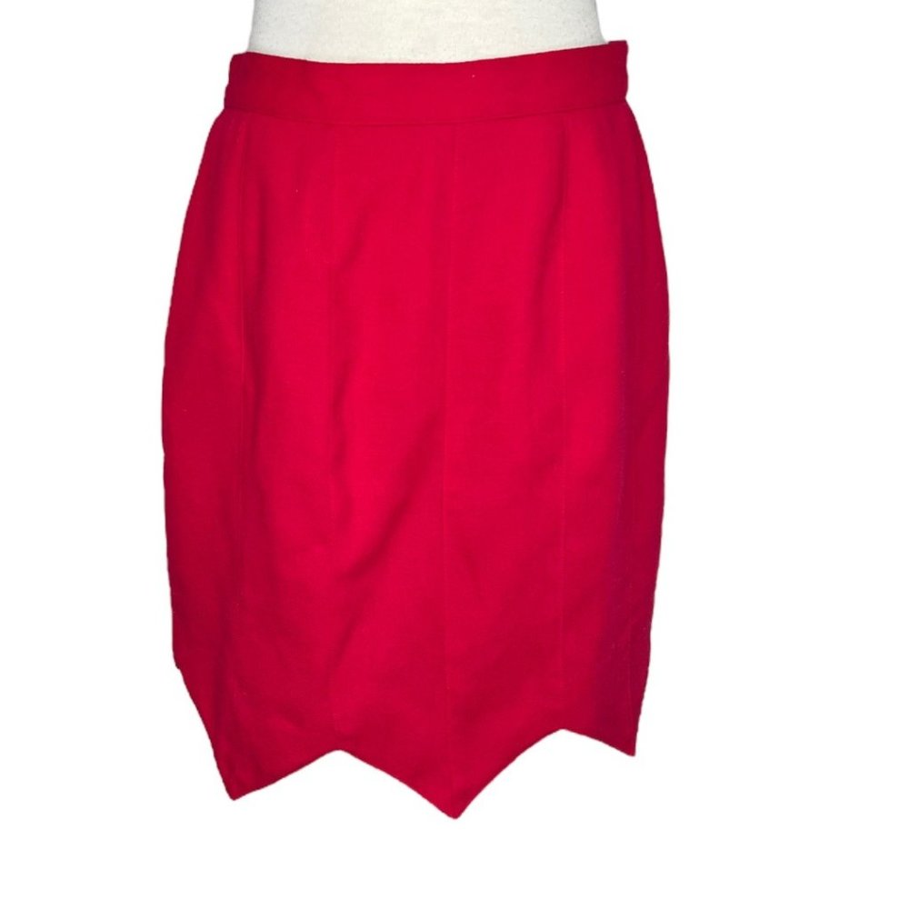Vintage 1980's Gemma Kahng New York Red Wool Mini Skirt Size 12